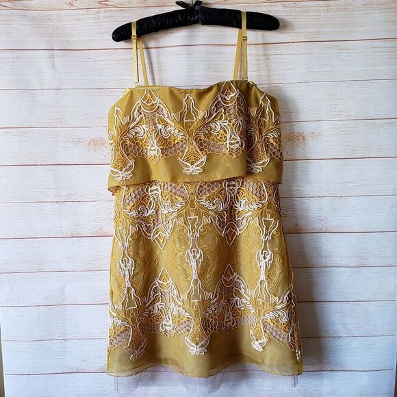 BCBGMAXAZRIA Runway "Samantha" Silk Organza Embroidered Mini Dress - Picture 3 of 14